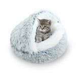 SUOXU Kitten Bed Small Cats Cave Bed for Indoor Cats Under 3kg,Warm Cosy Soft Plush Puppy Pet Bed,Non-Slip Bottom Fits Palm Size Cat Dog Sleeping