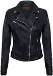 Ladies Leather Jacket Classic Biker Style Black Real Leather Womens Jacket L