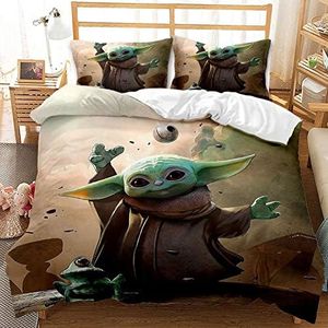 WFKLLL Housse De Couette Baby Yoda, Parure De Lit en Polyester Brossé Doux pour Enfants Garçons Décoration De Chambre avec 2 Taies d'oreiller (Style H,220 x 240 cm)