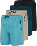 Real Essentials 4 Pack: Men's Mesh 7"/ 5"/ 3" Athletic Zipper Shorts Workout Gym Running Basketball (Big and Tall Available) - Set 9, 4X