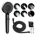 Shower Head,Shower Head High Pressure with 2m Hose and Filter,Handheld Shower Head with 6 Spray Modes,Massage Shower Head with Water Stop Button & Bracket,Water Saving Shower Head for Beauty SPA