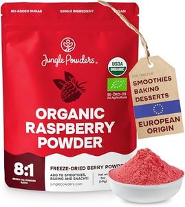 Jungle Powders Organic Raspberry Powder 5 Ounce Bag, USDA Organic Freeze Dried Raspberries from Whole Berry for Baking, Additive Filler Free Red Superfood Extract Rasberries Smoothies Organic Dehydrated