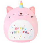 SQEQE Cat Plush Toy Unicorn Cat Stuffed Animal Cute Birthday Cat Plushies Pillow Soft Plushie Doll Gifts for Kid Decor(Pink Caticorn, 10 inch)