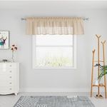 Beige Valance 16 inches Long Sheer Curtain Valance Living Room Bedroom Kitchen Voile Linen Textured Transparent Valance Curtain Toppers Small Short Door Window Treatment 1 Panel Rod Pocket