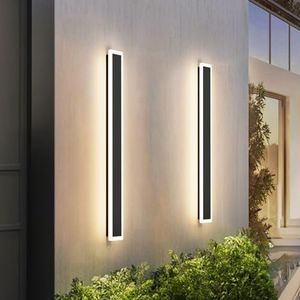 ECOESPTI 2 Pcs LED Long Wall Light, 31.5 Inch Outdoor Plug in Wall Sconce IP67 Waterproof, 3000K Long Strip Wall Light Wall Mounted for Garage Courtyard Exterior Wall Patio, Warm White