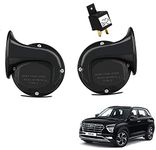 JIOKARD ATIF Windtone Skoda type Horn ATIF HORN Hyundai Creta car Sound (Low + High) Compatible dual tone (BLACK HORN) Pack of 2 (CRATE HORN & RELAY)