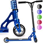 Stunt Scooters - Pro Scooter for Tricks and Stunts by Land Surfer - Land Surfer Stunt Scooter PRO Edition - Chrome Blue - Scooter for Kids Ages 8-12 Teens Boys and Girls