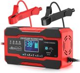 KIKVI 24 V 10-Amp Battery Charger, Smart Trickle Charger 12V 24V Car Battery Charger Fully Automatic Maintainer Desulfator w/Temp Compensation for Car Truck Lawn Mower Boat Marine Batteries