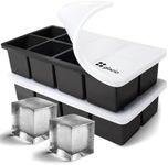 glacio Big Ice Cube Tray With Lids - Easy Release, Large Ice Cubes, No Plastic, Perfectly Shaped for Whiskey - Premium Big Cube Ice Trays for Effortless Home Bar Experience
