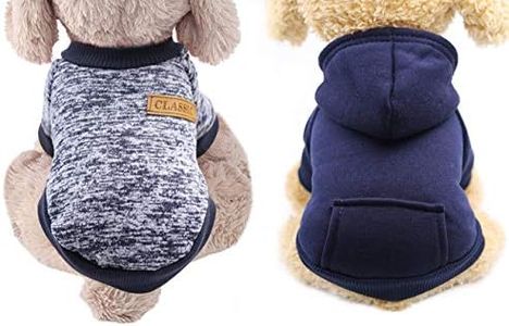 2 Pack Pet Dog Clothes Knitwear Dog Sweater Dog Hoodie Sweatshirts Soft Thickening Warm Pup for Small Dogs Chihuahua Coat Clothing Puppy Cat Custume (Blue, Small)