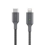 Belkin Smart LED Charging Cable USB to Lightning 4ft/1.2m (See Your Charging Status at a Glance) For iPhone, AirPods and iPad, MFi-Certified - Gray