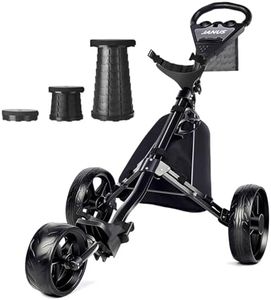 JANUS Golf cart, Foldable Golf Push cart, Golf Bag cart, Golf Pull cart with a Golf Folding Stool or clicker Scorer, Large Wing or Small Wing, can be Suitable for Golf Bags of Different Sizes.