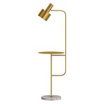 Hsyile Lighting KU300217 Contemporary Modern Creative Floor Lamp with a Table,Suitable for Living Room,Den,Office,Bedroom - E26 Bulb - Brushed Brass Finish