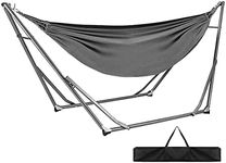 Portable Hammock Hanging Chair with Stand Camping Gear Outdoor Patio Beach Bed w/Carrying Bag,Grey