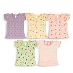 LuvLap Baby Girls Pack of 5 Half Sleeve Top 100% Cotton, L (6 to 12 Months)