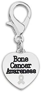Bone Cancer Awareness Heart Hanging Charms in Bag (25 Charms - Wholesale)