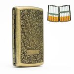 Everhype Mini Portable Cigarette Case | 12 Regular Sized Cigarette Holder | Vintage Carved Metal Design (Arabesque)