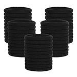 ZHIYE Elastic Hair Ties, 50 Pcs Thick Seamless Hair Bands No Damage Soft Ponytail Holders Hair Bobbles for Girls Women, Black