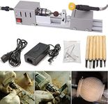 Mini Lathe Machine,DC 24V 100W Mini Lathe Beads Polisher Machine,CNC Machining for Table Woodworking Wood DIY Tool Lathe Standard Set