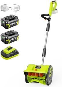 SnapFresh Snow Shovel Cordless, 12” 20V Electric Snow Thrower kit,with 2 Pack 4.0Ah Batteries and Fast Charger(Green)