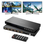 4K HDMI Multiviewer Switch 4x2 with PIP, PORTTA Quad Multi Viewer Seamless Switcher 4 in 2 Out with Toslink, 3.5mm Audio Output Support 4K 30Hz, 6 Viewing Modes, Downscaler for PS4/PC/DVD