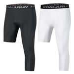 Koalarun One Leg Compression Pants for Basketball 3/4 Capri Athletic Leggings Sports Training Tights Base Layers for Men