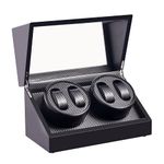 CO-Z Automatic Watch Winder Box | Dust-Proof Wooden Storage Box and Display Case| Retro Self-Winding Mechanical Watch Box with Durable Quiet Motor, 4 Winders, Black