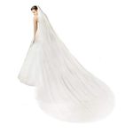 BEAUTELICATE Wedding Bridal Veil 2 Tier Long Trailing Veil Cathedral Length 3m Cut Edge With Metal Comb Off White