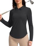 Women's Polo Shirts Long Sleeve UPF 50+ UV Protection Shirts Lightweight Quick Dry Cool Shirts for Women Golf Work Outdoor, Black, Medium