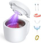 AGPTEK 45kHz Ultrasonic Retainer Cleaner Machine, U-V Dentures Cleaning, 180 ML Dental Clean Pod for Retainer, Dentures, Mouth Guard, Aligner, Whitening Trays, Jewelry and More