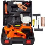 DC 12V Electric Hydraulic Car Jack with Impact Wrench & Tire Inflator — Full 5 Ton Lift kit (Hydraulic Jack + Impact Wrench + air Pump)