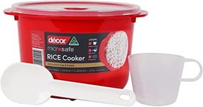 Décor 148700-003 Microsafe Microwave Rice Cooker and Vegetable Steamer, Red, 2.75L