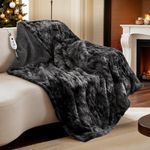 Bearhug Electric Heated Throw Blanket 50" x 60", Reversible Faux Fur & Sherpa, 5-Year Warranty, 6 Heating Levels & 4H Auto Off, Over-Heat Protect, ETL Certification