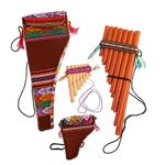 NOVICA Inca Serenade' (Pair) Bamboo zampona panpipes, Brown