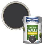 Johnstone's, Exterior Smooth Masonry Paint, Black, Up to 15 Years Protection, Weather & Dirt Resistant, 60m² Coverage Per Tin, Dry in 1-2 Hours, 5L