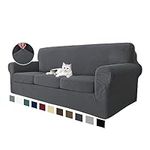 MAXIJIN 4 Piece Couch Covers for 3 Cushion Couch Super Stretch Sofa Cover for Dogs Pet Proof Fitted Furniture Protector Spandex Jacquard Non Slip Magic Couch Slipcover Washable (Large, Gray)