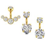 FECTAS 3pcs Short Belly Bars 6mm Small Navel Button Rings 14G Surgical Steel with Diamond CZ Piercing Jewellery