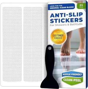 Anti Slip Shower Stickers 24 PCS, Invisible Non-Slip Shower Strips for Adults, Premium Adhesive Bath Tub Stickers (Clear)