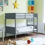 Junior Vida Gemini Bunk Bed Detachable Kids Children Single 3ft Bed Frame Pine Wood (Grey)