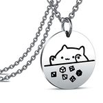 DnD Gift D&D Player Gifts Dungeons And Cat RPG Necklace Funnny DND Gamer Cat Lover Gift (Cat Necklace CA)