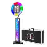 YCKJNB Ring Light iPad Photo Booth, Portable Makeup Ring Light with Stand, Selfie Photo Booth with Flight Case, RGB Tall Circle Light, Selfie Light with Remote for Youtube,Video,Tiktok Live