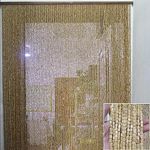 NUACOS Door Curtain String Curtain Panel Bamboo Beaded Curtain Door Wall Window Doorways Room Dividers Decorations String Curtains for Living Room Bedroom,Beige,90x200cm(60Shares)