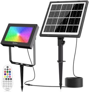 MEIHUA RGB Spotlight 30W LED Spotlight with Remote Control RF 360° Solar Spotlight IP66 Waterproof 10 Colors 12 Modes Timer Memory Function Spotlight Colored for Garden Party Christmas, SL-FL06