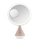 Beautifect Glow Mirror - Mirror with Lights & Magnifying Mirror - Vanity Mirror for Daily Makeup and Skincare Routine - Makeup Mirror with 3 Colour Environments and Advanced CRI 95+ Technology - Nude