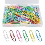 HXMJIED 200 Pcs Coloured Paper Clips, 28 MM Paper Clamps for Office Stationery, Paper Clips Clamps Document Paper Clips, Metal Paper Clips Clamps with Plastic Box, Paperclips Assorted Colors