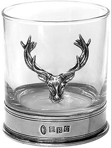 English Pewter Company Stag Head Whisky Glass Tumbler with Pewter Base [STAG104]