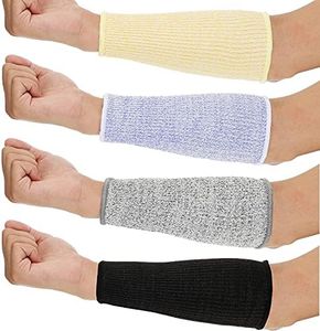 Neer 4 Pair Protective Arm Sleeves for Thin Skin Anti-Cut Burn Resistant Cover Forearm Sleeve for Cooking Construction(Black, Purple, Gray, Beige)