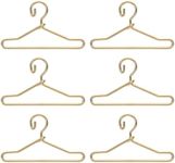 50Pcs Mini Clothes Hangers Metal Doll Clothes Dress Outfit Holders Wire Rack Stand for Miniature Dollhouse Gown Closets Toys Bedroom Accessories Golden 40mm