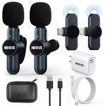 NBtoUS Wireless Lavalier Microphone for iPhone iPad Android (2 Mics and 2 Receivers) 65FT 6H Working Time，Plug-Play Low Latency Wireless Microphones for Video TikTok Facebook (20W PD3.0 Fast Charger）