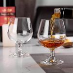 PrimeWorld Maldive European Style Crystal Clear 250 ml Brandy Glasses Set of 4 pcs, 100% Lead Free Glass, Unique Modern Design'